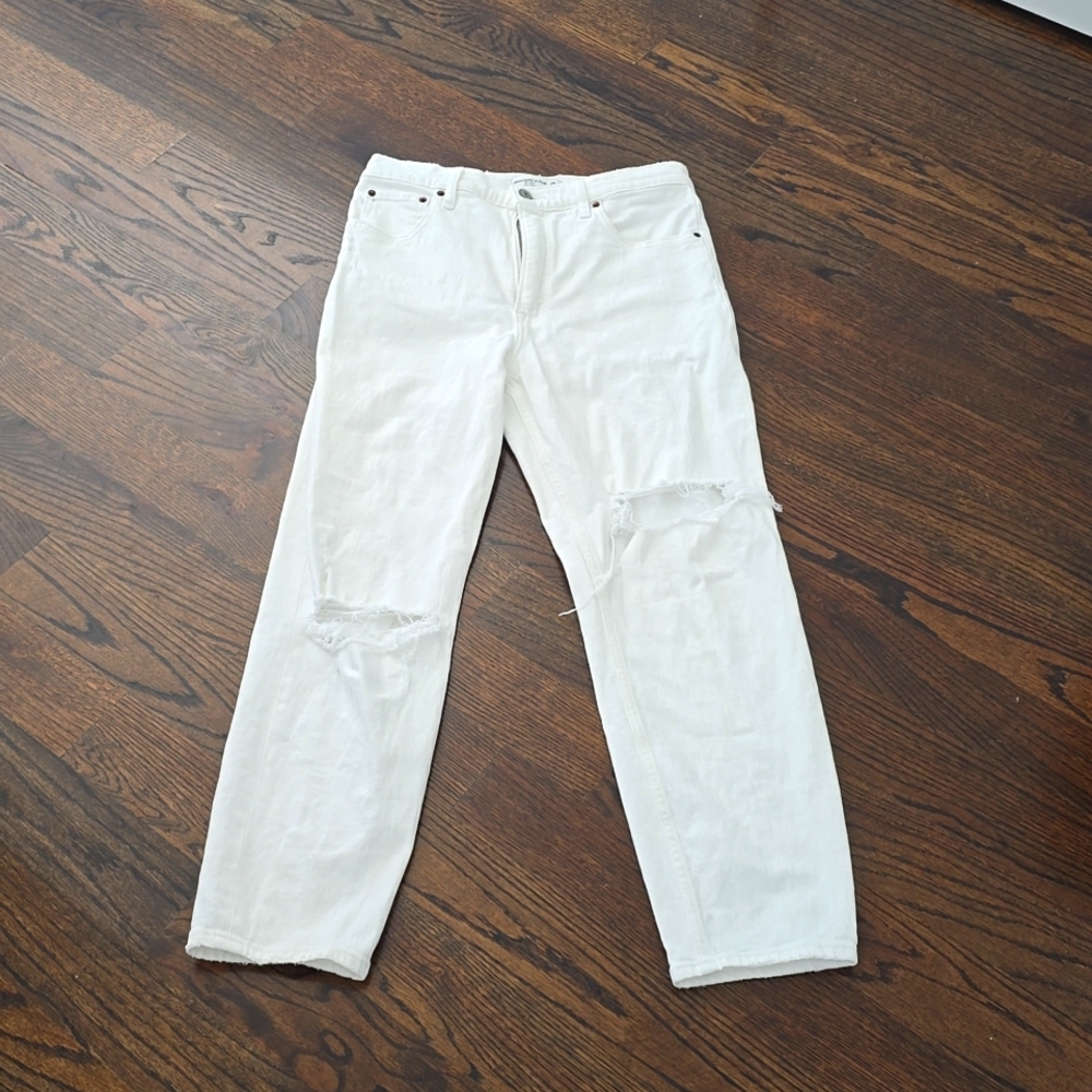 Abercrombie white distressed jeans
